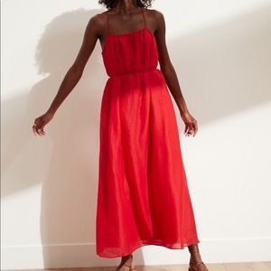 Ramie Gathered Maxi Dress